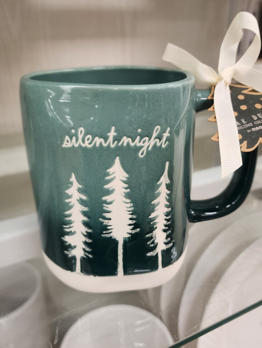 Rae Dunn Silent Night Green Ceramic Holiday Mug